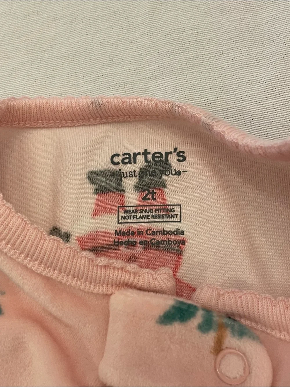 Carters Footed Pajamas Size 2T Pink Christmas Santa Reindeer Pink Fleece Sleep